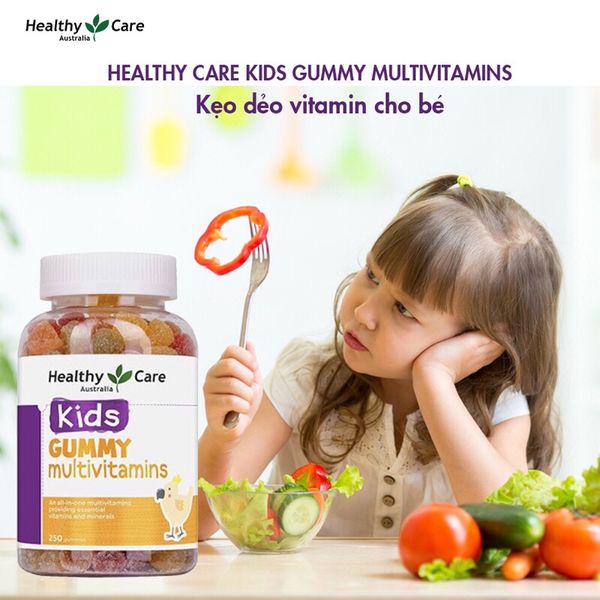 Kẹo Dẻo Healthy Care Kids Gummy Omega 3/ Multivitamin, Úc (250 viên) Bổ Sung Chất Cho Bé Từ 2 Tuổi