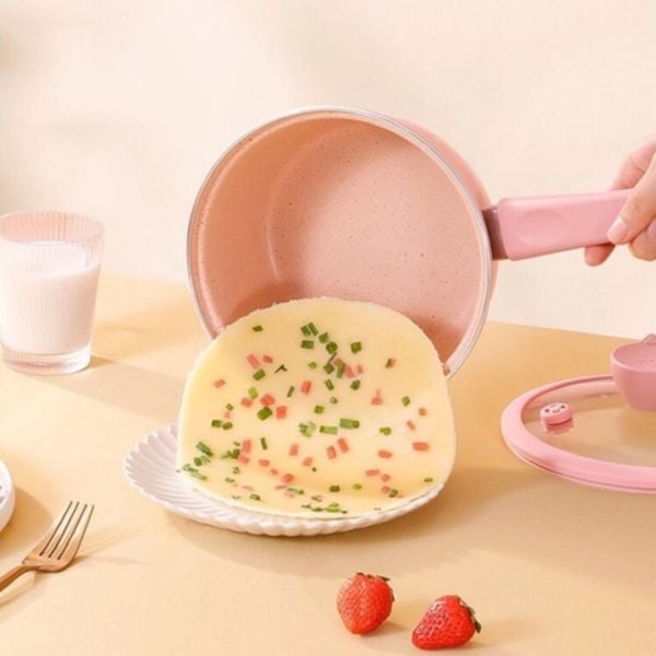 Bộ Nồi Xửng Hình Mèo Fashion, Bộ Nồi Chảo Đá Nấu Ăn Dặm Cho Bé