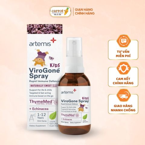 Xịt tăng đề kháng Artemis Kids ViroGone Spray 50ml cho bé 1-12 tuổi - Mẹ Và Bé Carrot