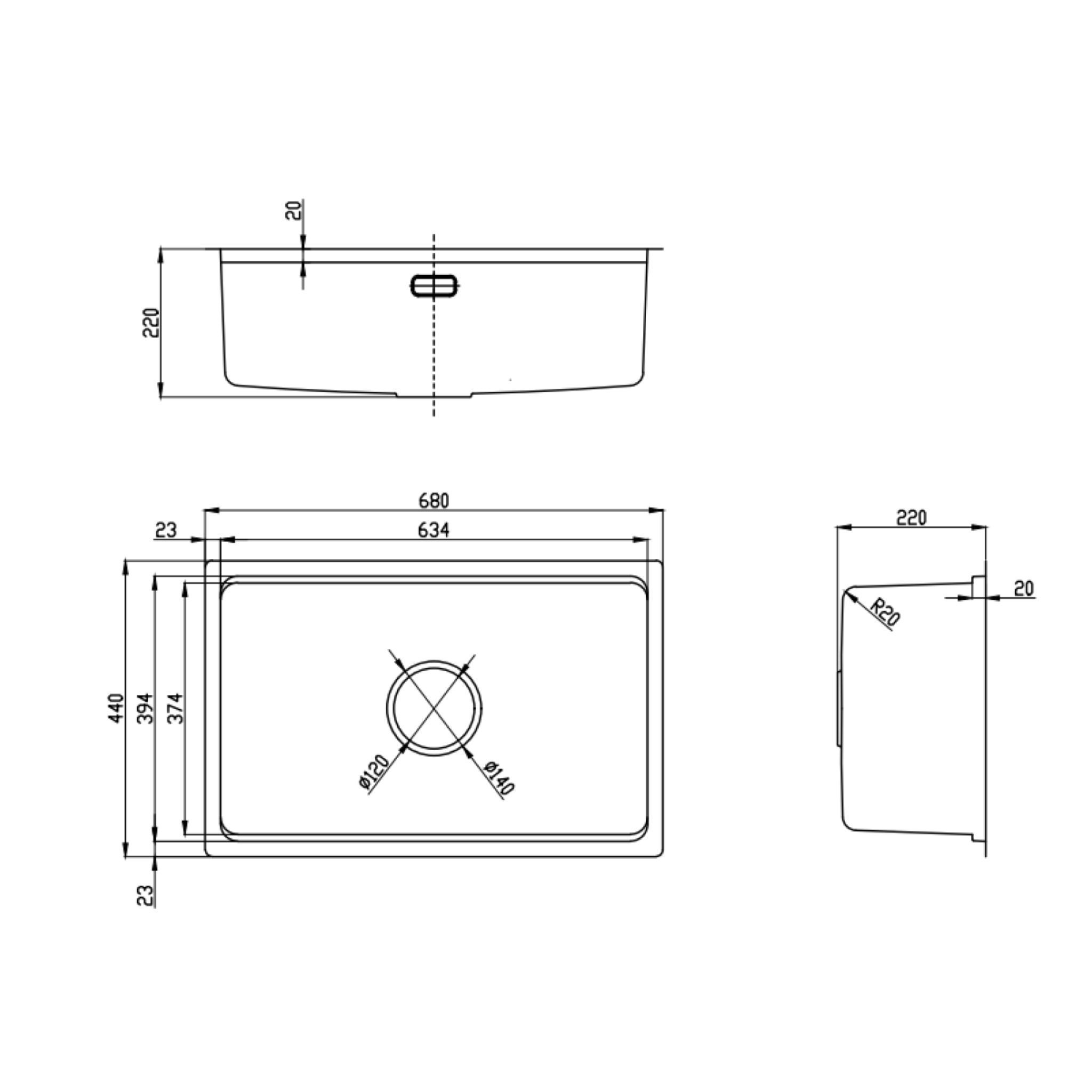  Chậu chống xước Luxusspüle Maadela MDS-6844FSU Edersee 