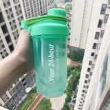  Bình Lắc Thể Thao Shaker Nắp Vặn Chống Tràn Có Con Lắc Lò Xo Tiện Lợi 500ml(5 màu) 