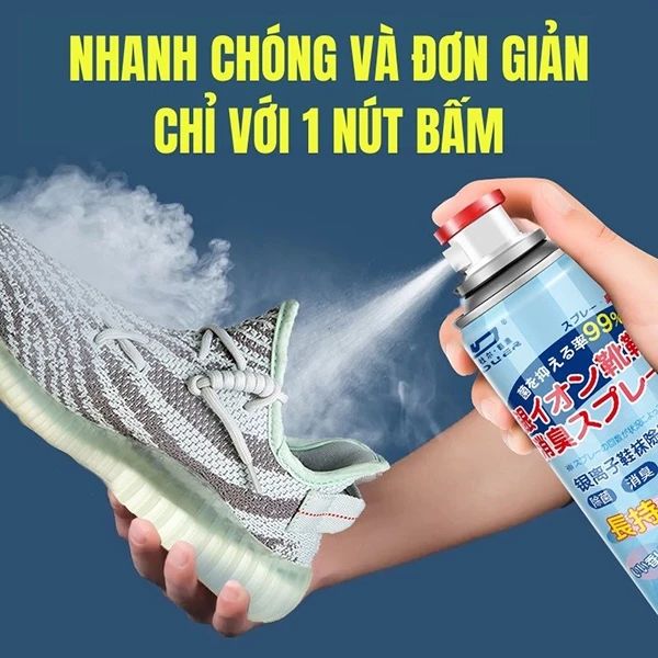  Chai xịt Khử Mùi Giày Nano Bạc Diệt Khuẩn Ngăn Ngừa Hôi Chân Lưu Hương 24h Hương Chanh - Đào 