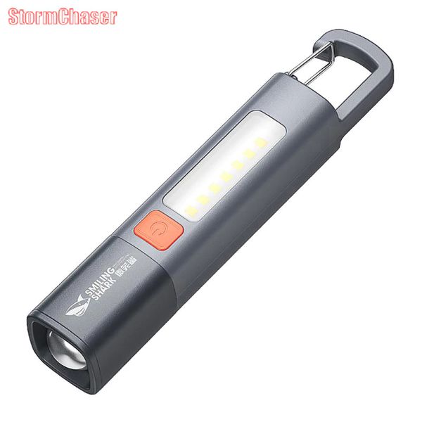  Đèn pin LED Shark XPE siêu sáng có móc, Đèn pin Phượt, Đạp, Leo Núi... 