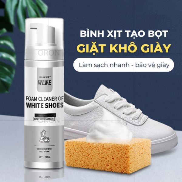  Chai xịt tạo bọt vệ sinh giày cao cấp White Shoes, xịt tạo bọt tẩy trắng khử khuẩn giày. 