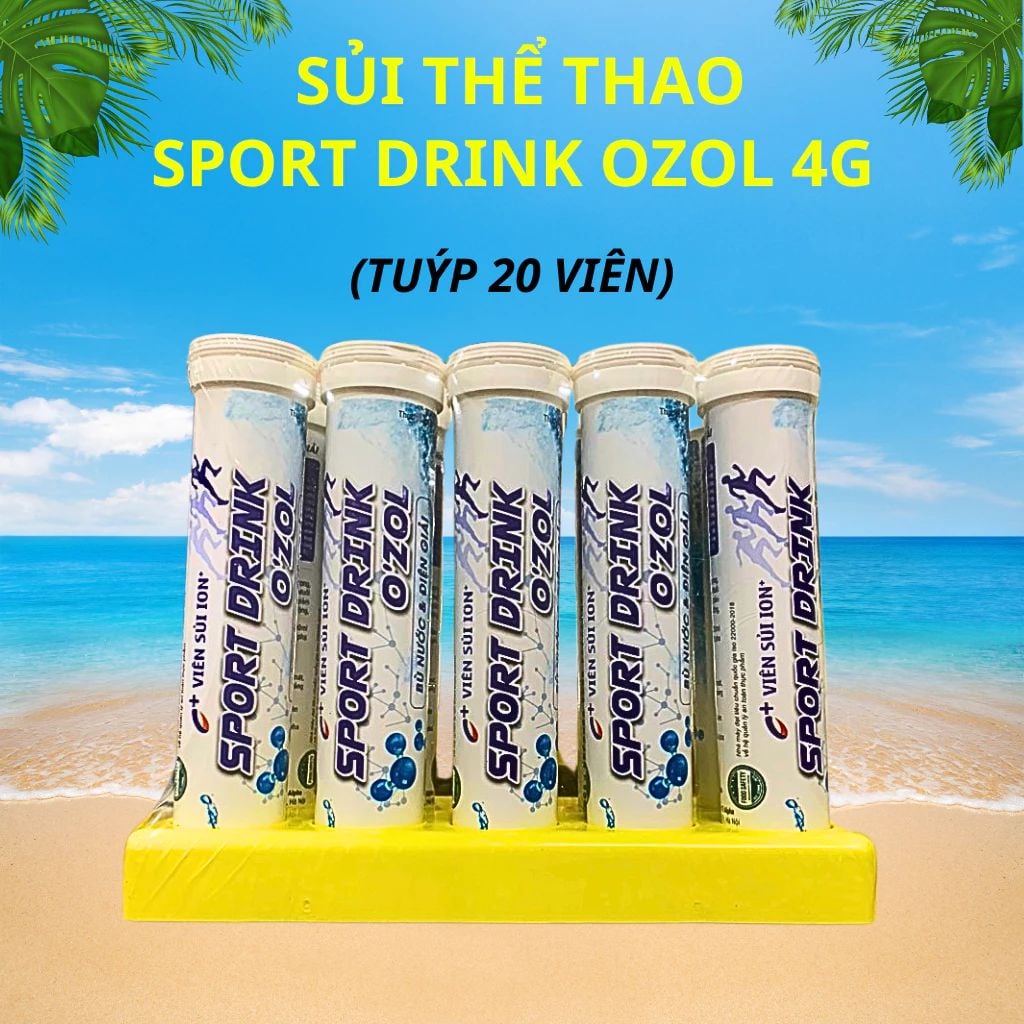  Viên sủi thể thao Sport Drink ozol 4g tuýp 20 viên bù nước và điện giải vị chanh leo 