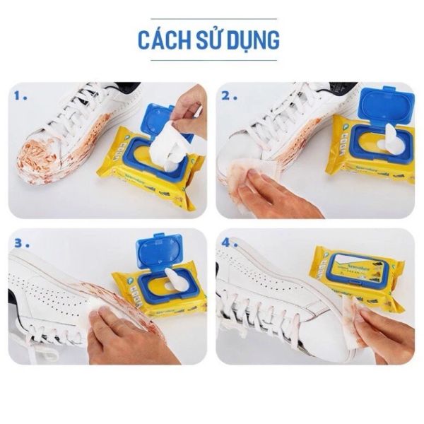  Gói 30 khăn lau giày SNEAKER thể thao, giày da, giày trắng, đế giày 