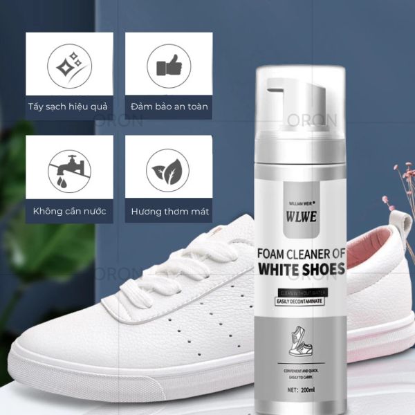  Chai xịt tạo bọt vệ sinh giày cao cấp White Shoes, xịt tạo bọt tẩy trắng khử khuẩn giày. 