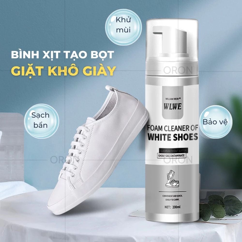  Chai xịt tạo bọt vệ sinh giày cao cấp White Shoes, xịt tạo bọt tẩy trắng khử khuẩn giày. 