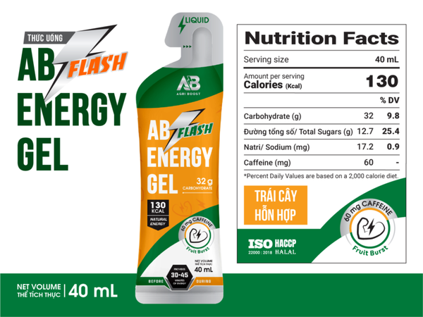  Gel Năng Lượng AB Flash Gói 40ml – 130 Kcal 