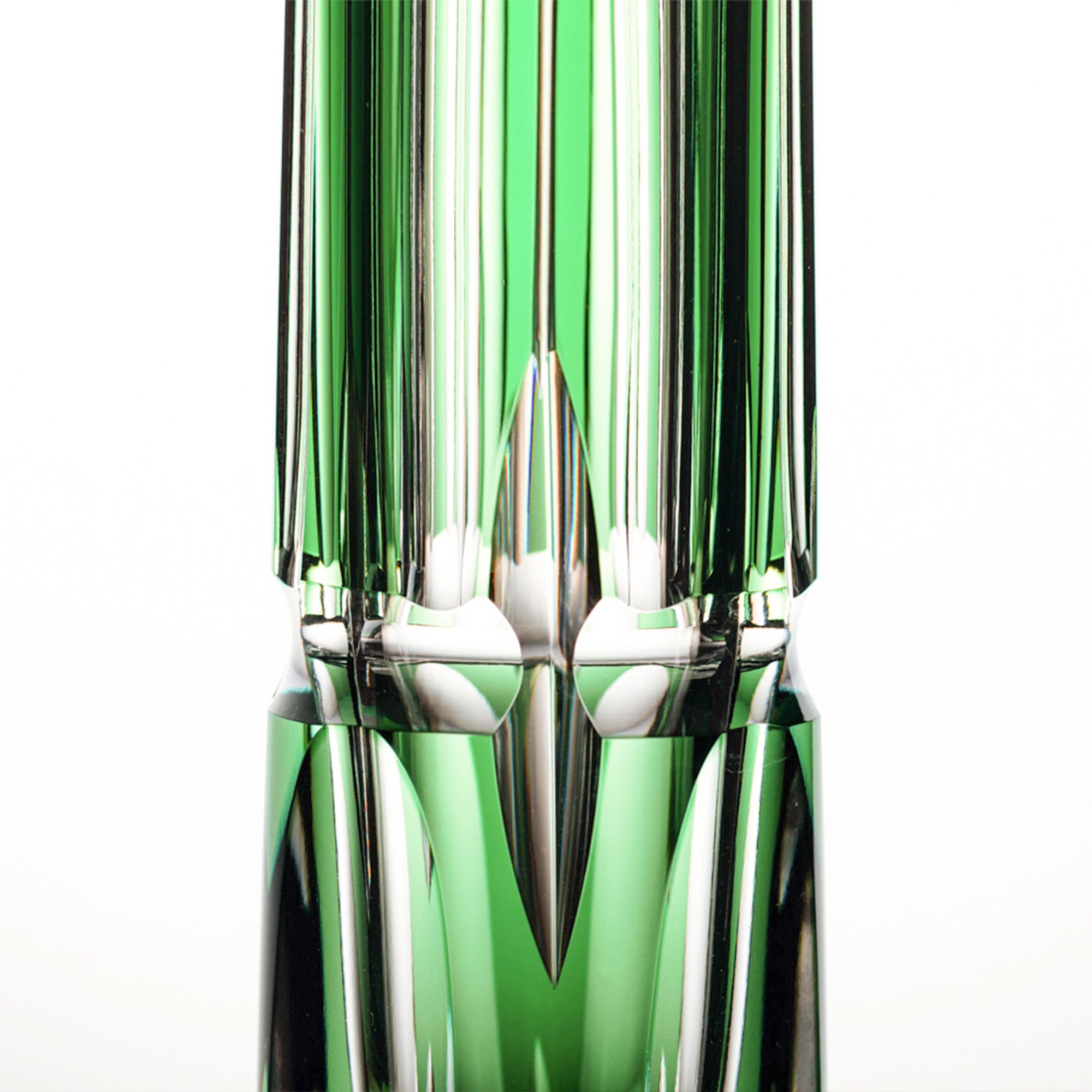 Bình hoa (lọ hoa) Edo Kiriko "Bamboo Zen" 22cm màu xanh lá | Kagami Crystal F528 - 1908-CGR