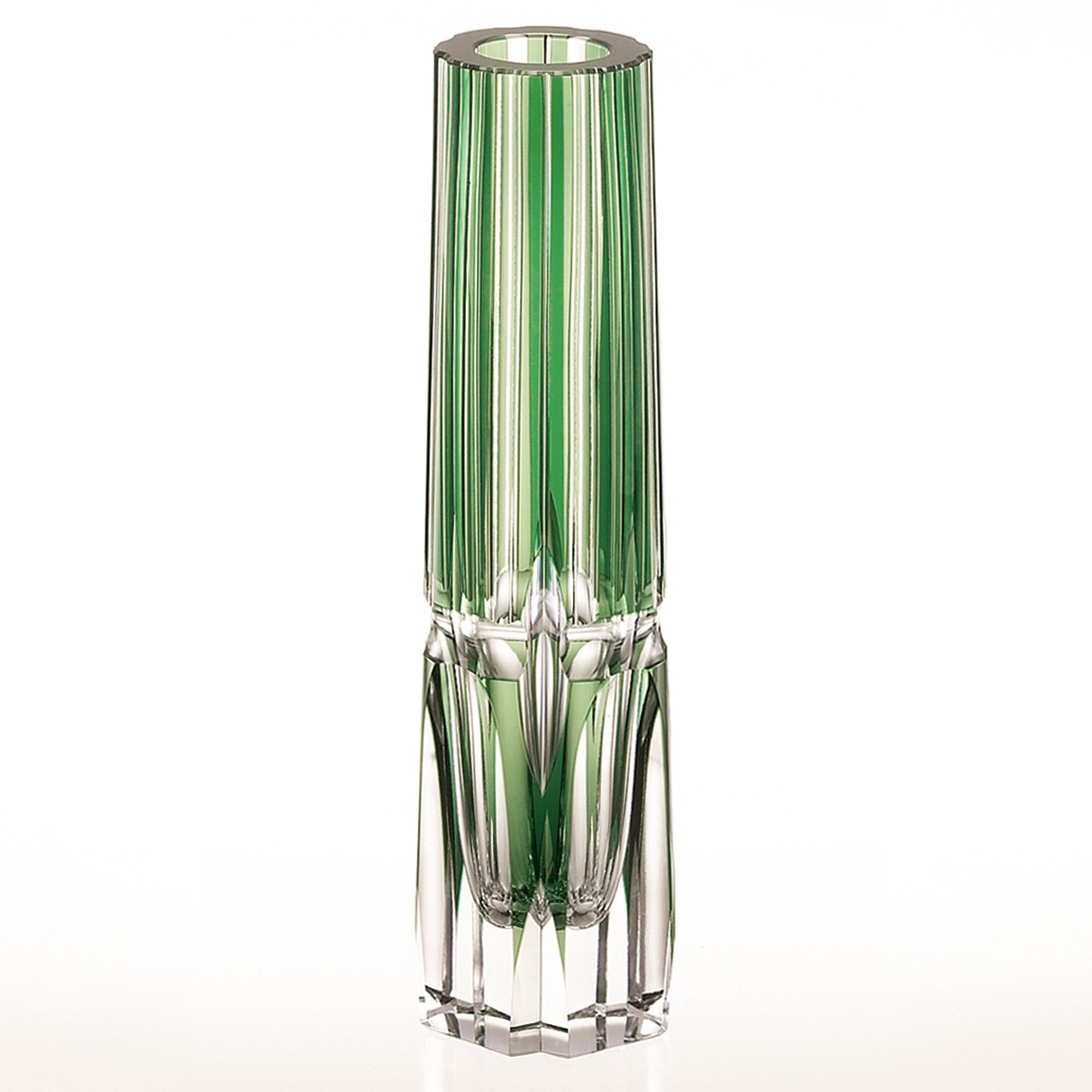 Bình hoa (lọ hoa) Edo Kiriko "Bamboo Zen" 22cm màu xanh lá | Kagami Crystal F528 - 1908-CGR