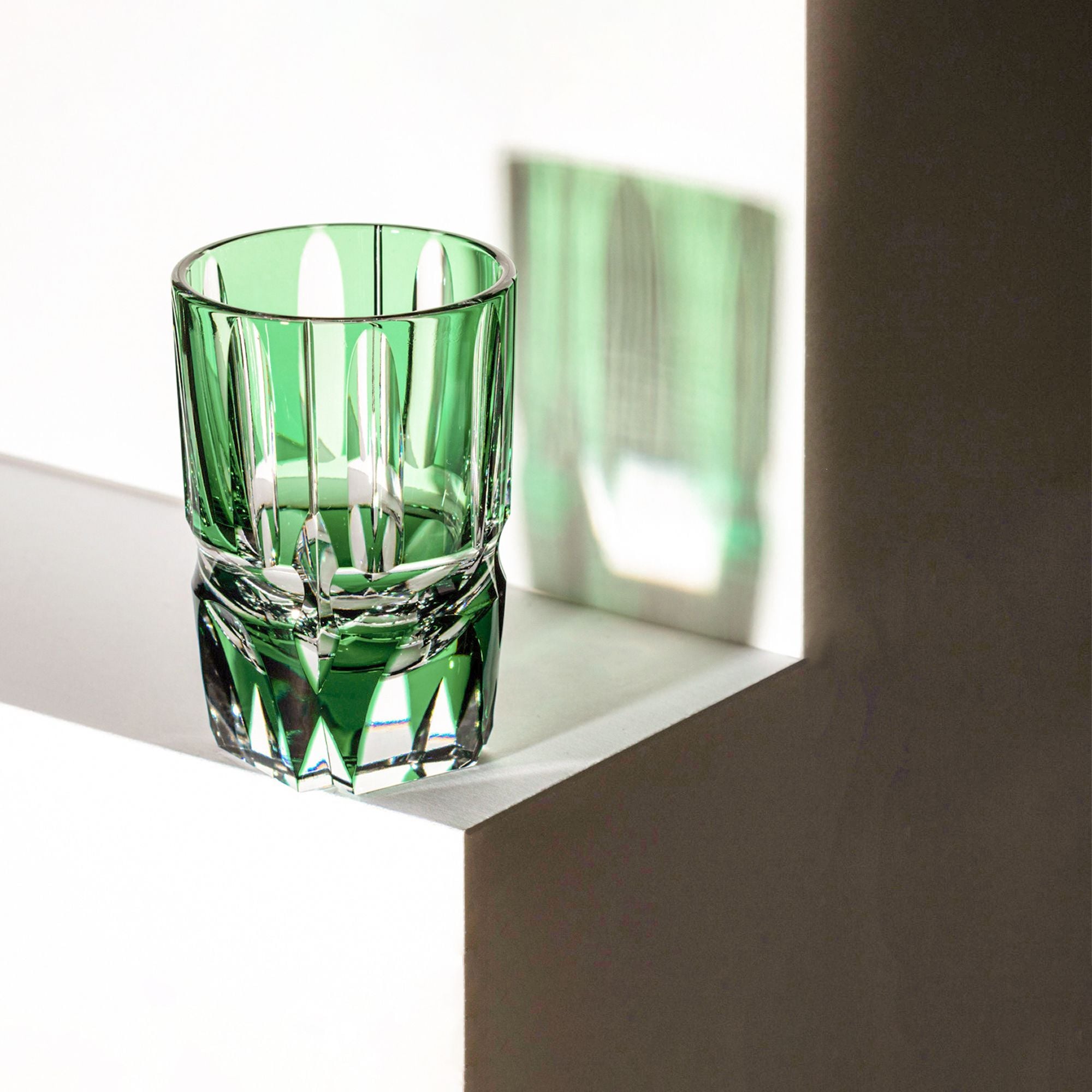 Bộ bình pha lê & ly rượu sake Edo Kiriko "Bamboo Zen" 03 món màu xanh lá | Kagami Crystal T117 - 2509