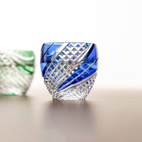  Ly pha lê sake Edo Kiriko “Fish scales strip