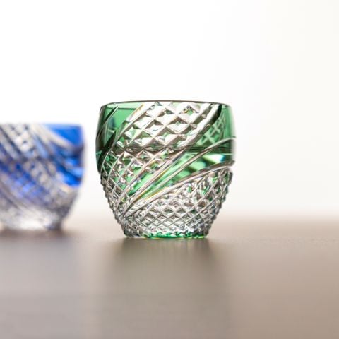  Ly pha lê sake Edo Kiriko “Fish scales strip