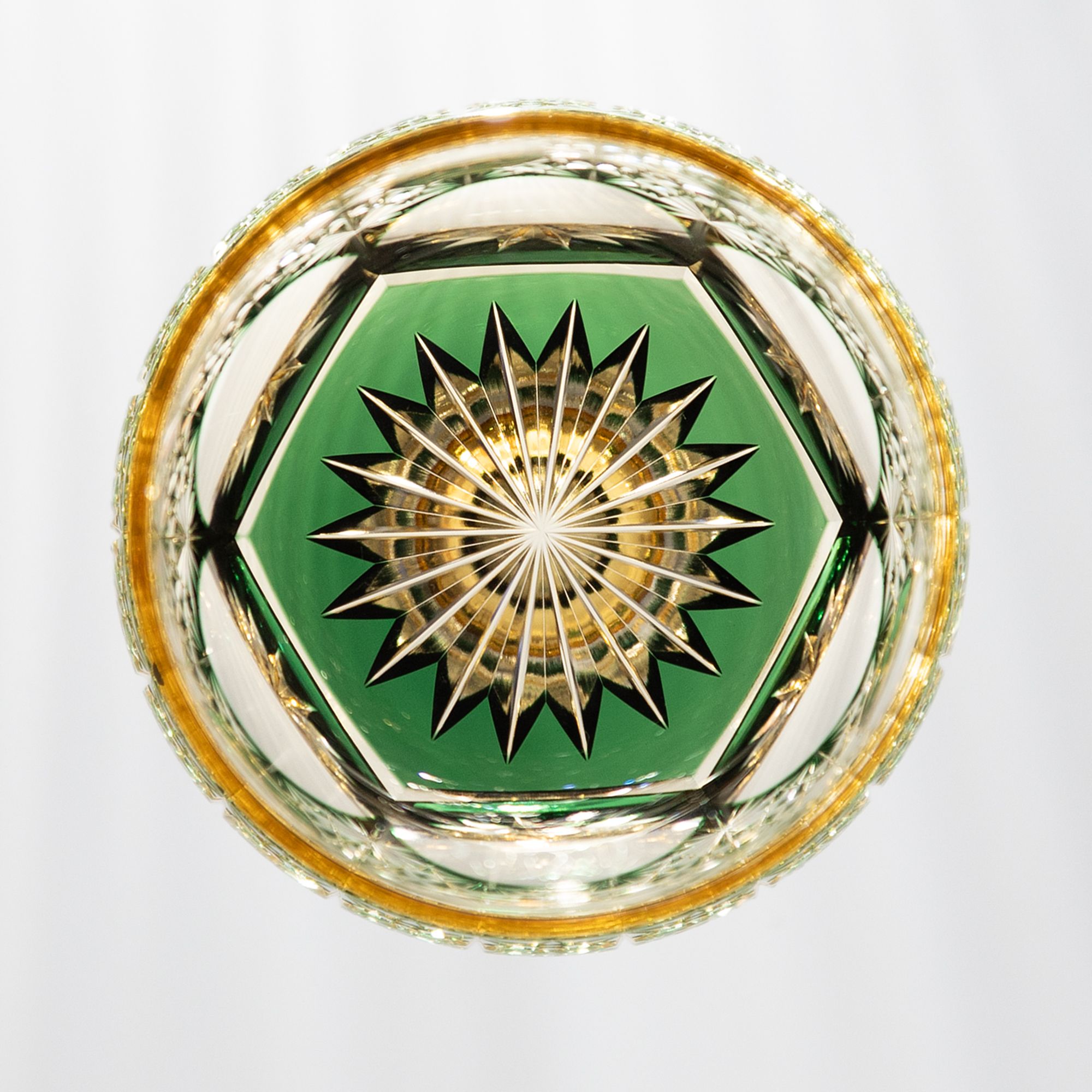 Ly pha lê rock glass Edo Kiriko "Marimo" 330ml màu xanh lá được chế tác bởi nghệ nhân Junichi Nabetani | Kagami Crystal T754 - 3035-WUG