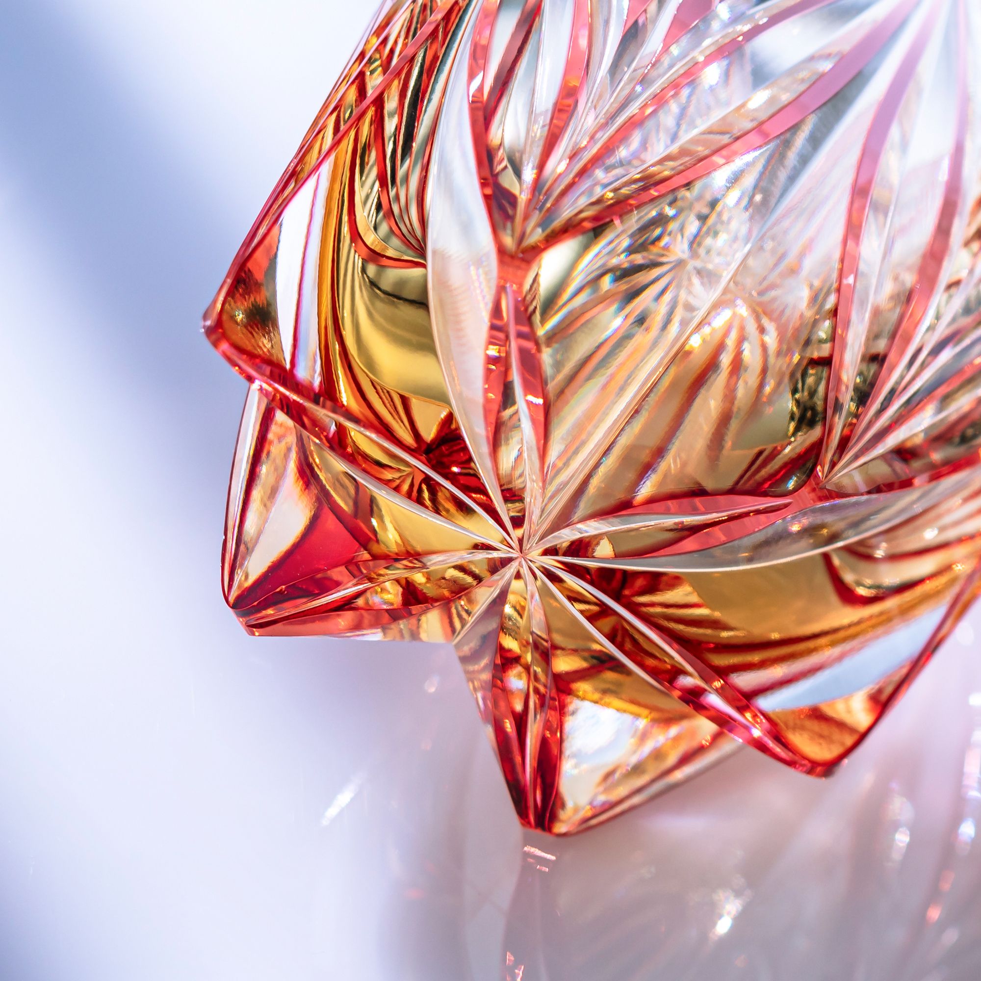 Ly pha lê rock glass Edo Kiriko "Kirara" 320ml màu đỏ được chế tác bởi nghệ nhân Tatsuya Nemoto | Kagami Crystal T755 - 3005-WUA