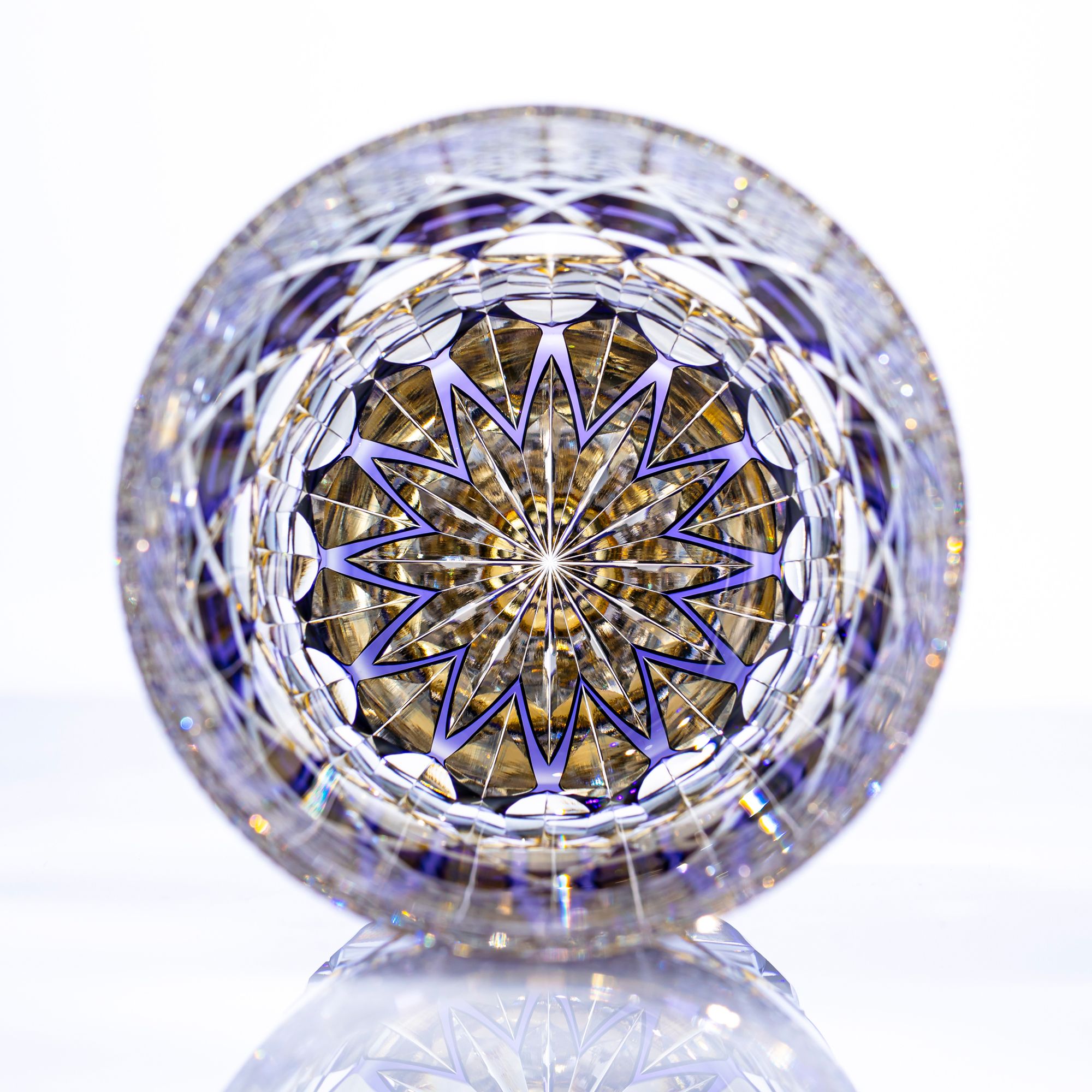 Ly pha lê rock glass Edo Kiriko "Shiho" 320ml màu tím được chế tác bởi nghệ nhân Tomokazu Noguchi | Kagami Crystal T755 - 3009-WUP