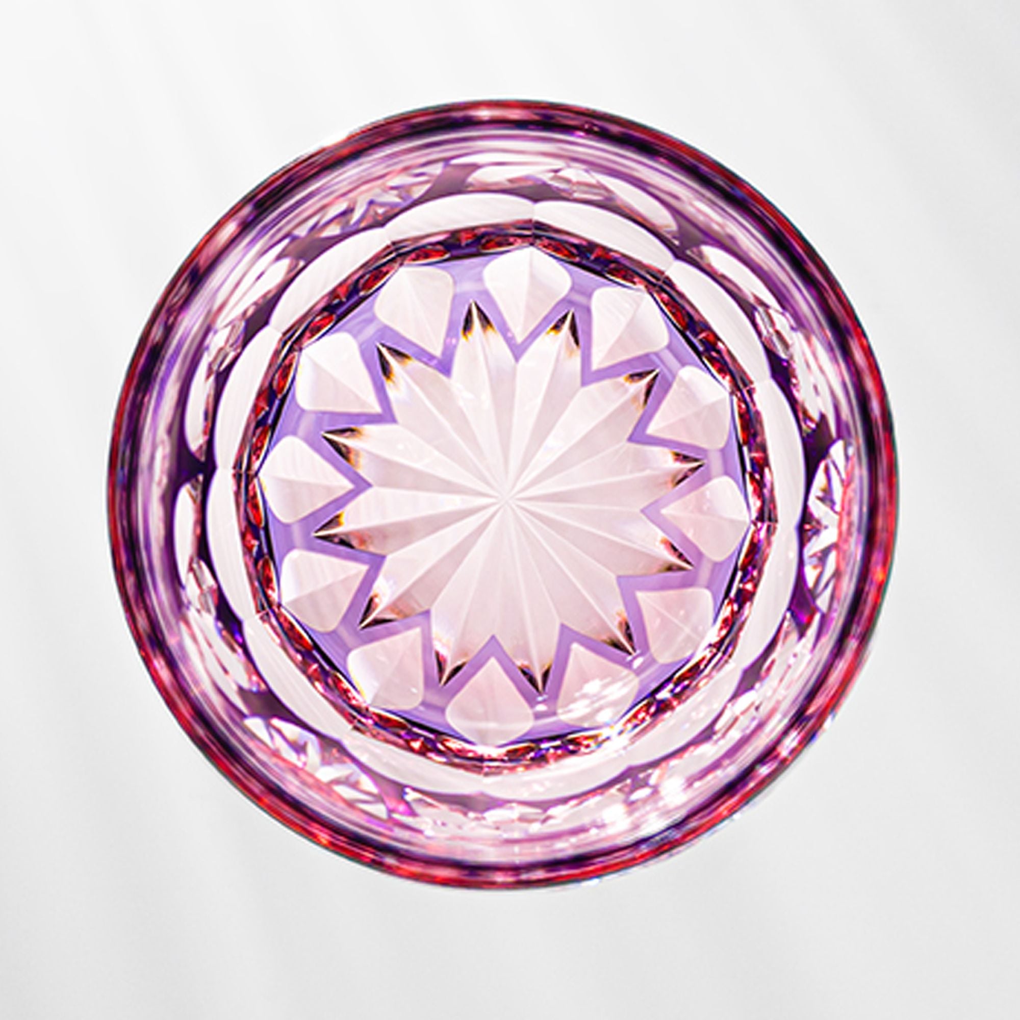 Ly pha lê rock glass Edo Kiriko "Hana Temari" 300ml màu hồng được chế tác bởi nghệ nhân Hideaki Shinozaki | Kagami Crystal T853 - 3034-WAP