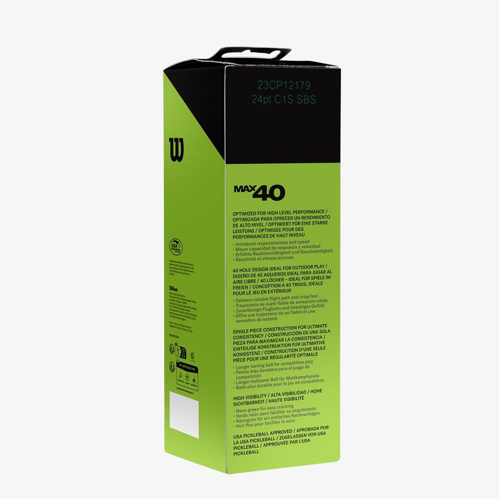 Bóng Pickleball Wilson Max 40 Outdoor 3 Pack Green WR8909201001