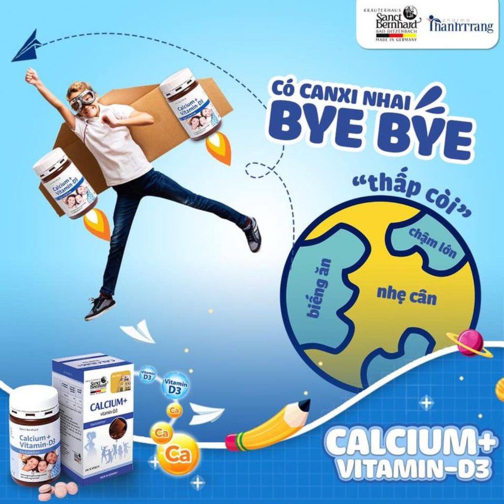 Calcium + Vitamin D3 Đức Lọ 90 Viên - Bổ sung canxi cho bé Sanct Bernh