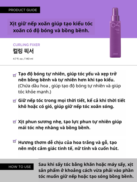  Xịt vào nếp tóc xoăn CURLING FIXER 140ML 