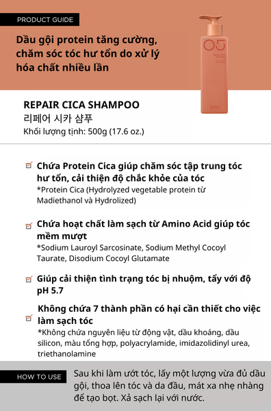  Dầu gội phục hồi Repair Cica Shampoo 500g 