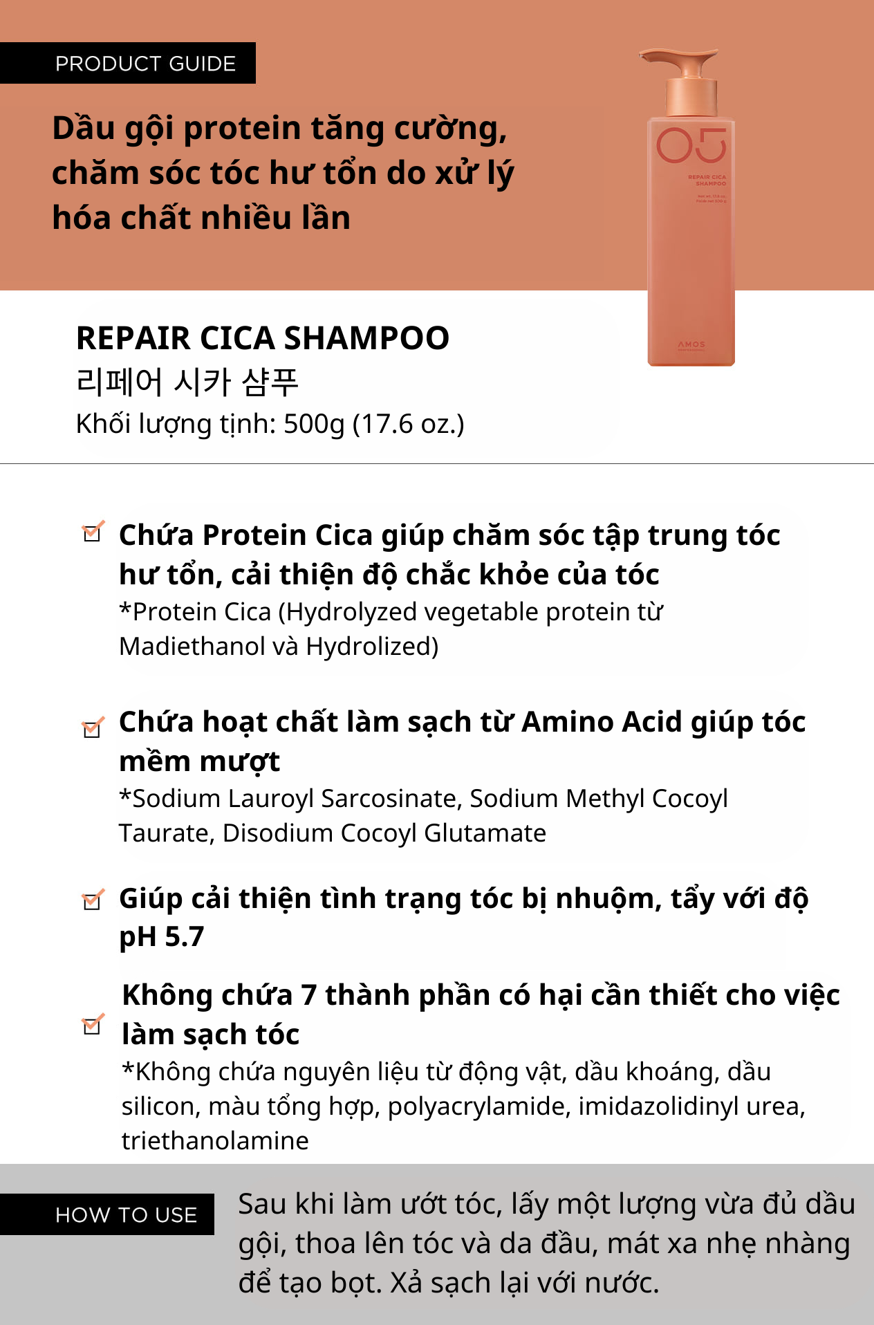  Dầu gội phục hồi Repair Cica Shampoo 500g 
