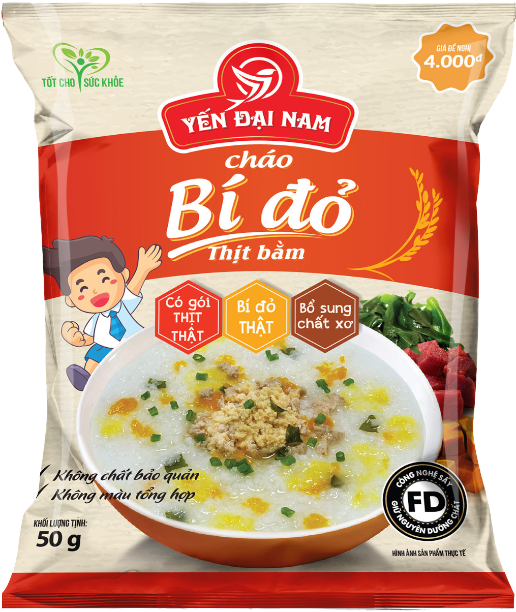  CHÁO BÍ ĐỎ THỊT BẰM 
40 GÓI 