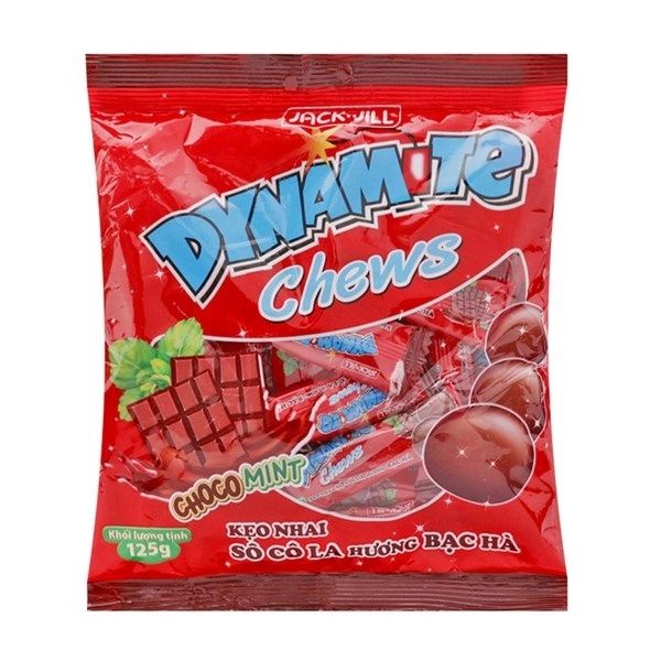  Kẹo nhai Dynamite Chews hương bạc hà nhân Sô cô la 125g (36 túi/thùng) 