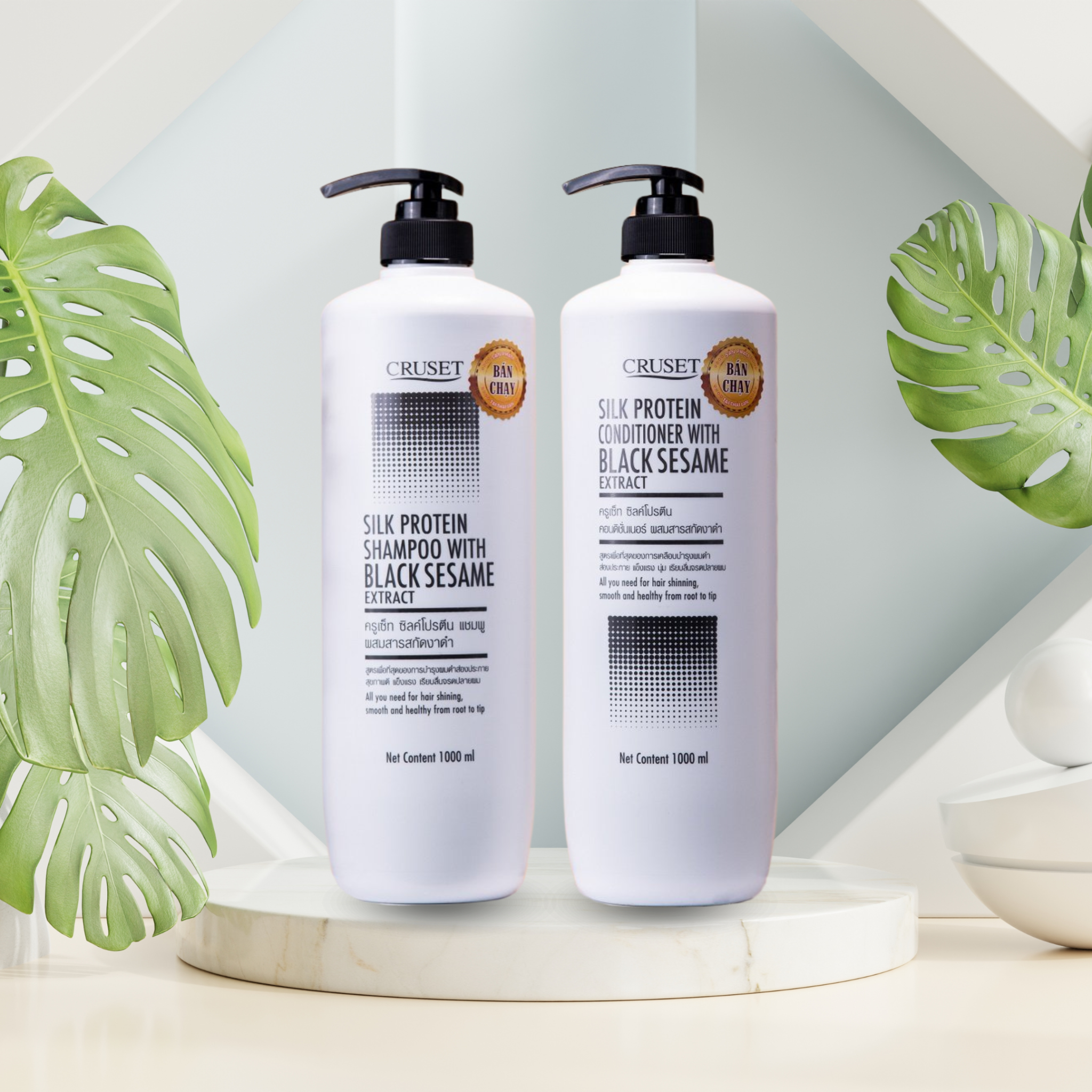  Cặp gội xả Cruset - Tinh chất mè đen 500ml 