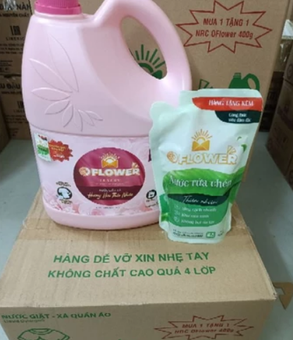  Combo Nước Giặt Xả OFlower Phơi Trong Nhà Túi 3 Kg & Nước Rửa Chén Oflower 400g 
