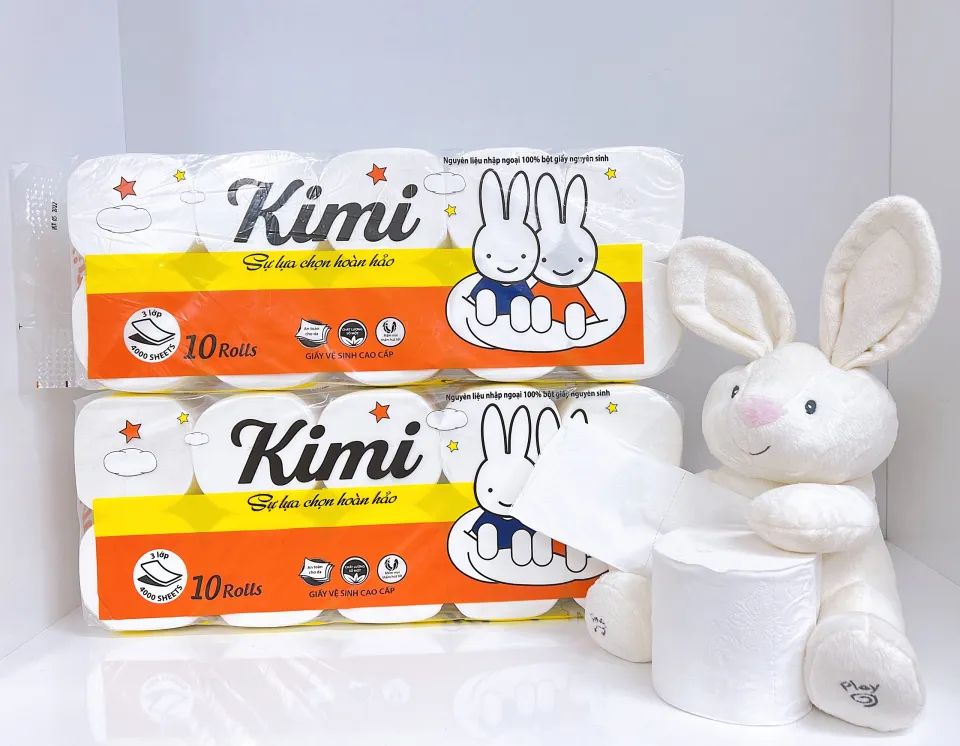  Giấy vệ sinh cao cấp Kimi siêu dai 10 cuộn 3 lớp 1.1kg 