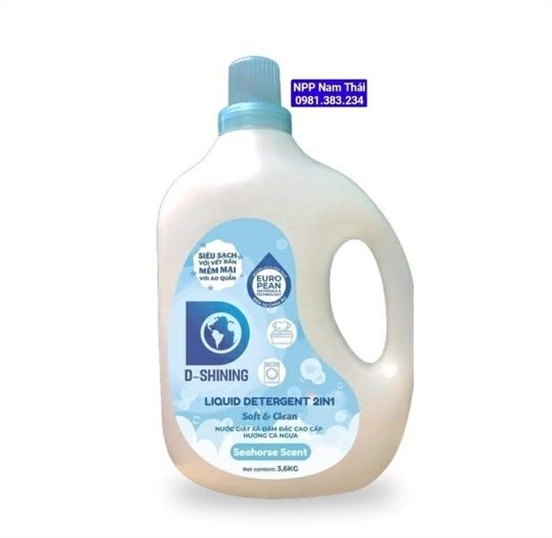  Nước giặt đậm đặc cao cấp D-SHINING Hương Cá Ngựa 04chai x 3,6kg 