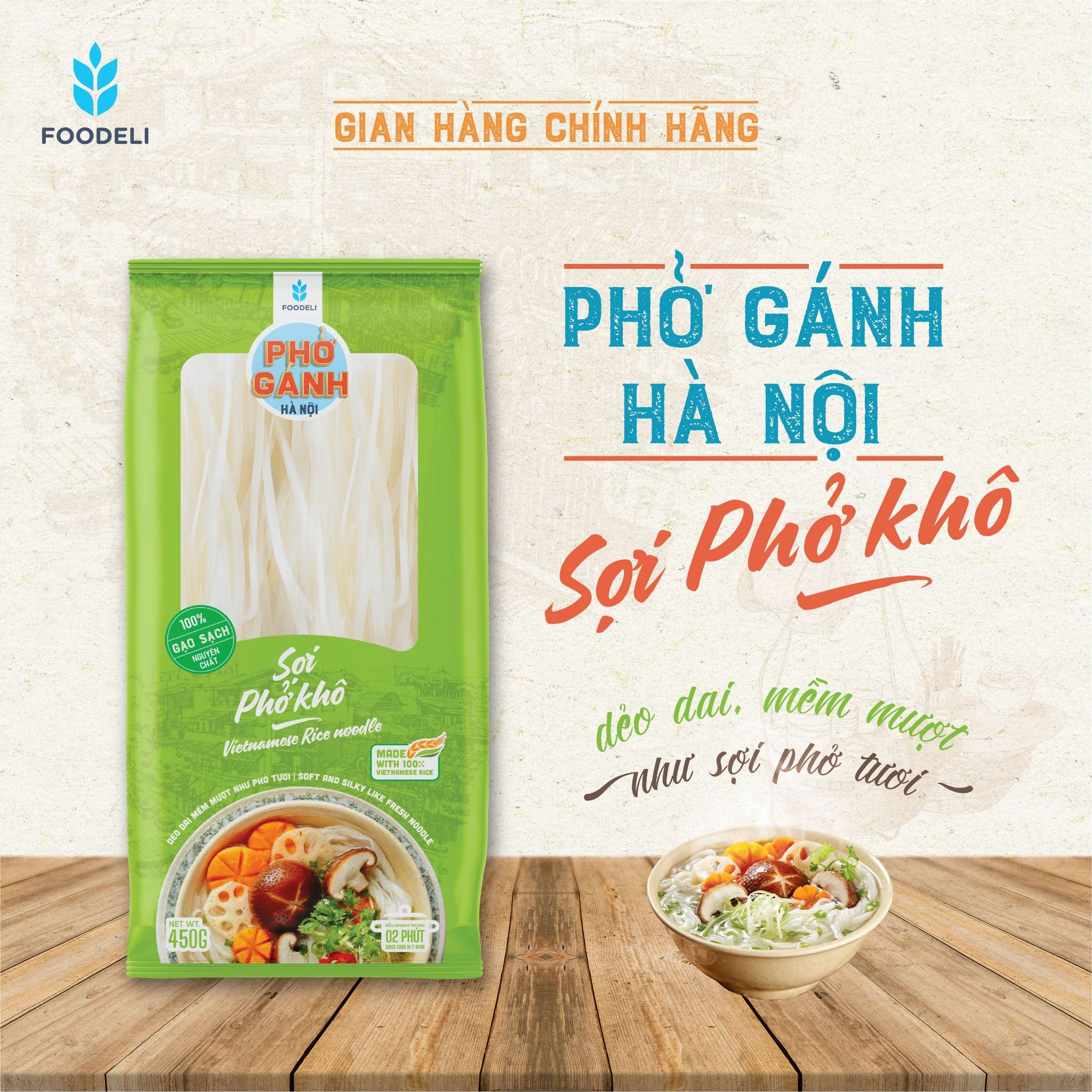  Phở Gánh Hà Nội – Sợi phở khô 200g 