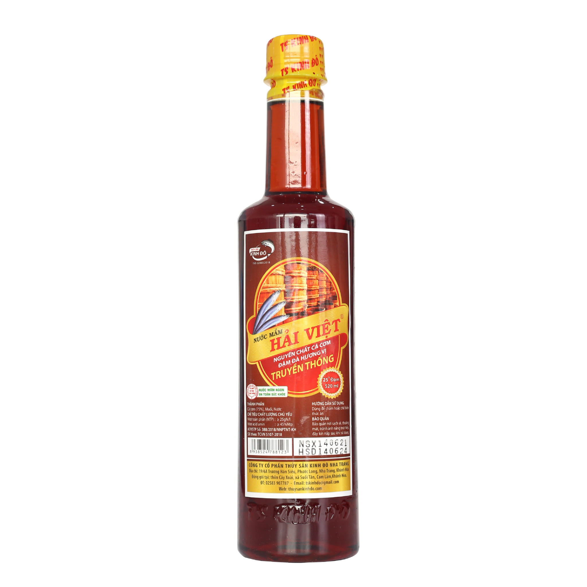  Nước mắm Hải Việt chai pet 520ml, 25 đạm (6 chai/ thùng) 