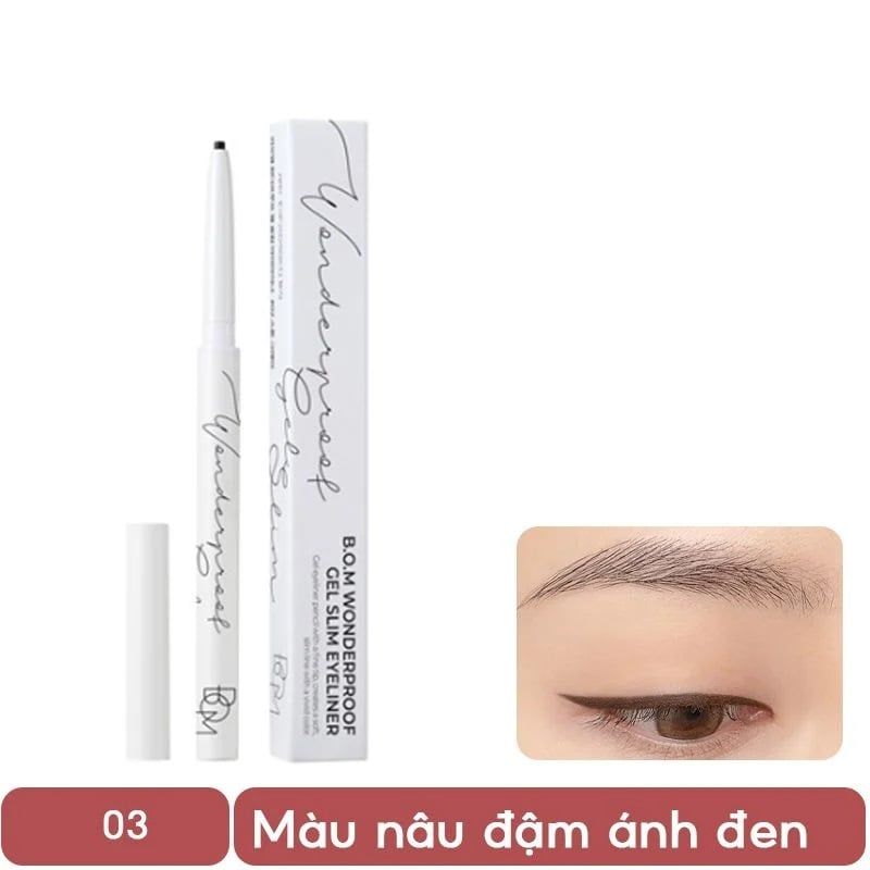 Chì kẻ mắt siêu mảnh lâu trôi Bom wonderproof gel slim eyeliner