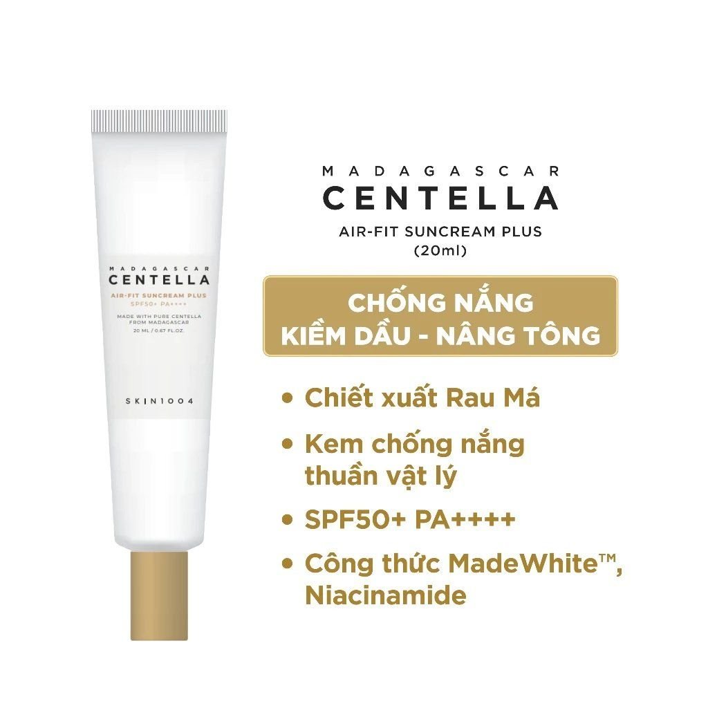 Kem chống nắng rau má Skin1004 Madagascar centella air fit plus