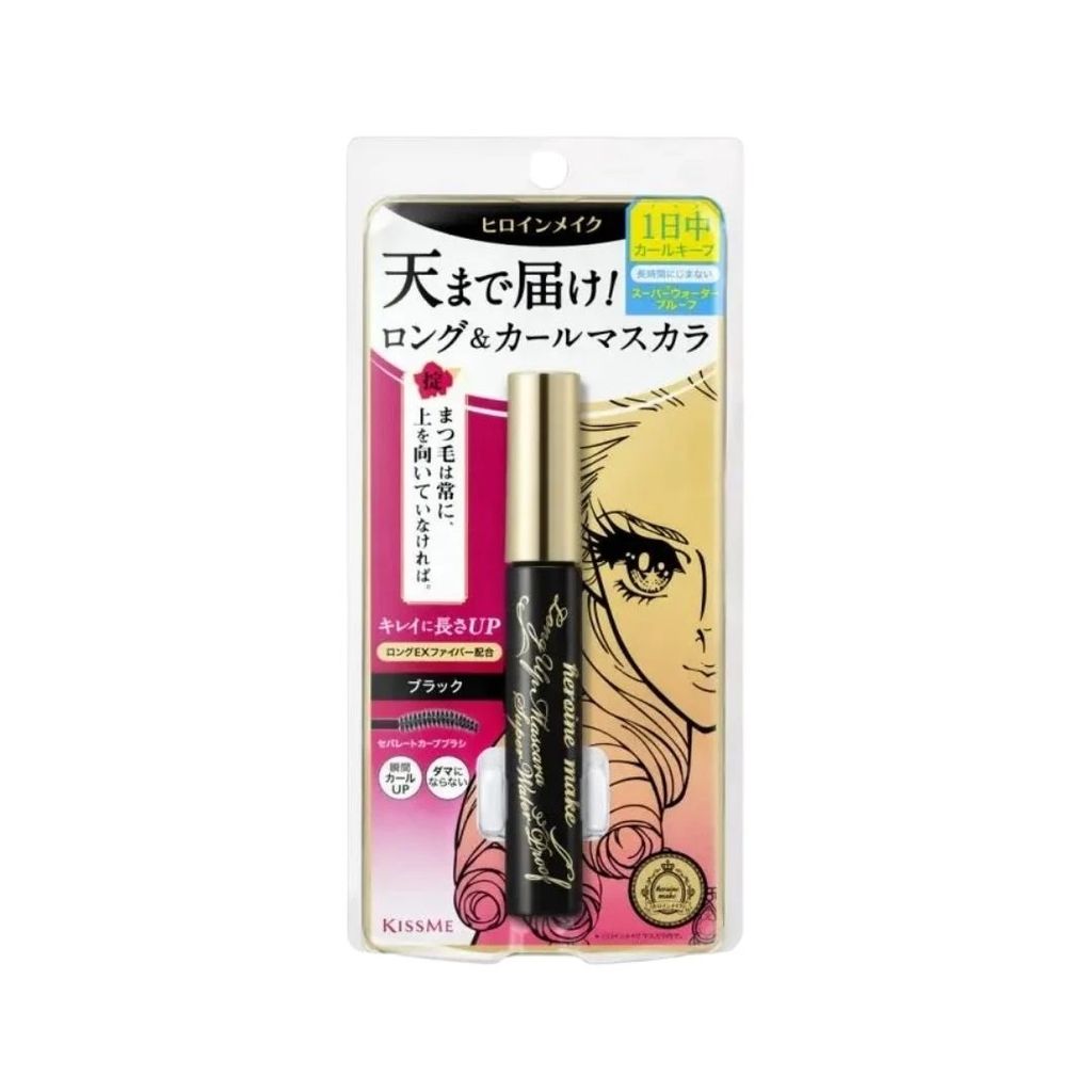 Mascara KISS ME Heroine Make Long/Volume And Curl Super Waterproof Mascara Nâng Cong Và Dài Mi