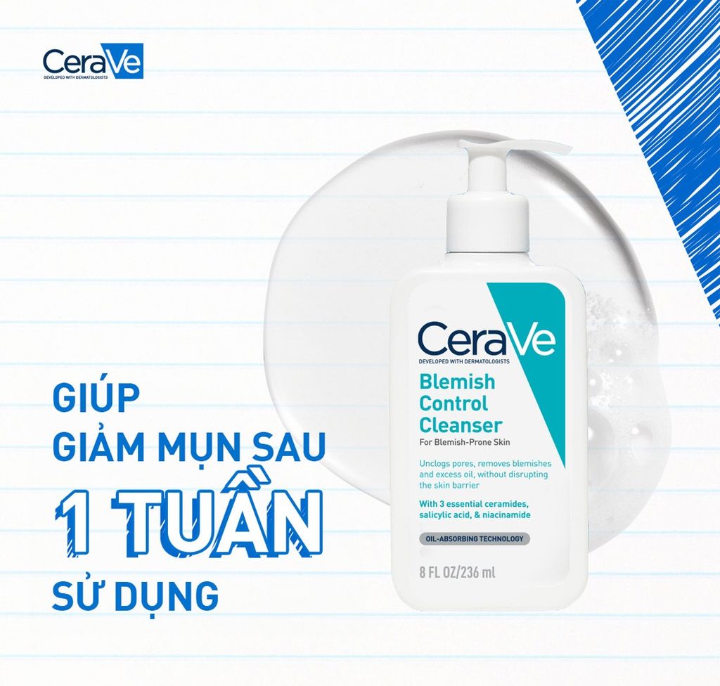 Sữa Rửa Mặt Cerave Blemish Control Cleanser Cho Da Dầu Mụn