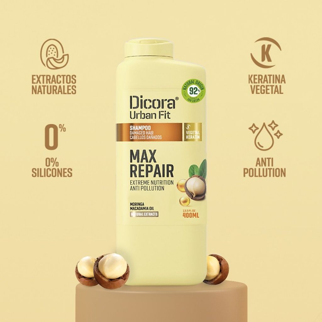 Dầu gội Dicora Urban Fit dành cho tóc hư tổn chiết xuất tinh dầu Macca 400ml