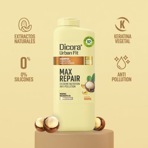 Dầu gội Dicora Urban Fit dành cho tóc hư tổn chiết xuất tinh dầu Macca 400ml