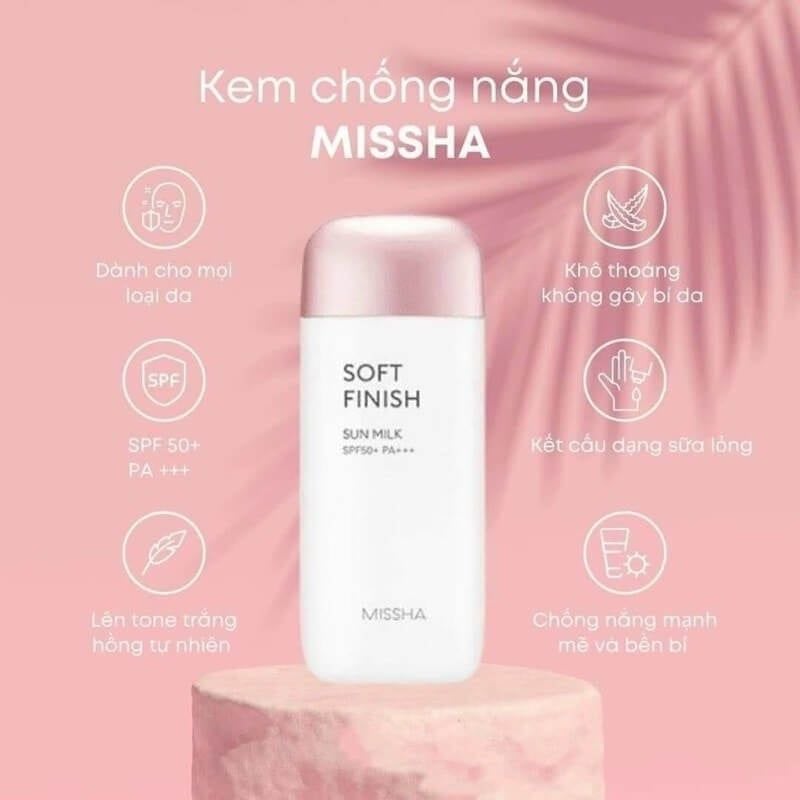 Kem chống nắng Missha soft finish sun milk 70ml
