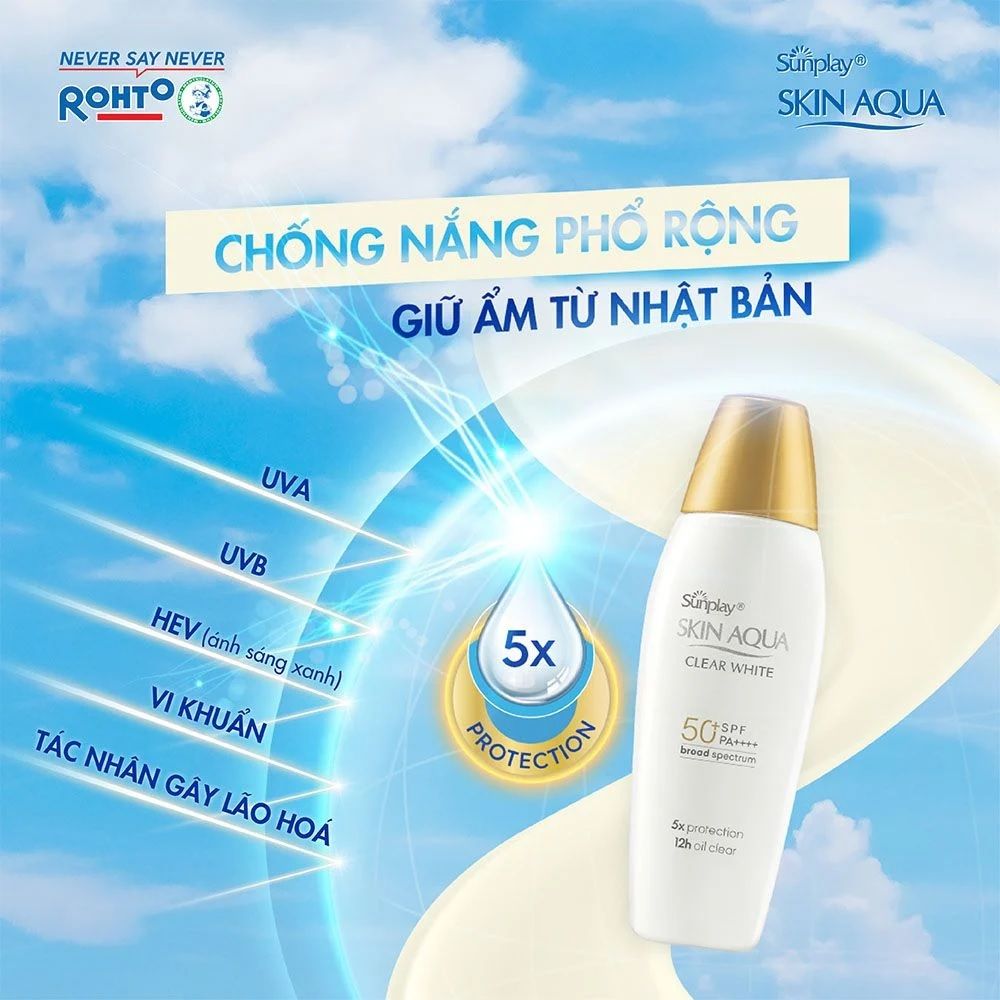 Sữa chống nắng Sunplay Skin Aqua Clear White SPF50+ PA++++ Dưỡng Da Sáng Mịn 55g
