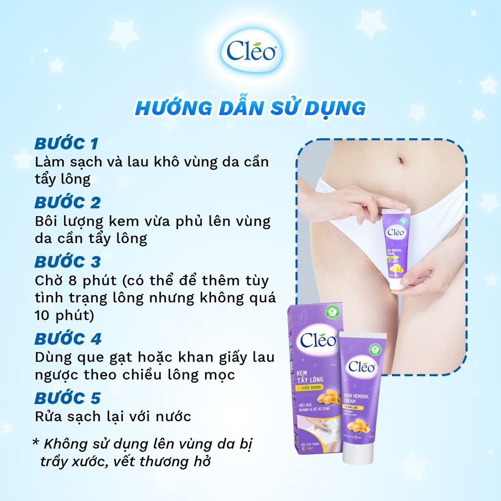 Combo Kem tẩy lông Cleo viền bikini 50g+ tẩy TBC cà phê