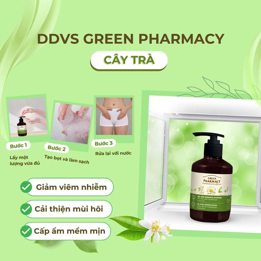 Dung Dịch Vệ Sinh Phụ Nữ Green Pharmacy Kháng Khuẩn 370ml