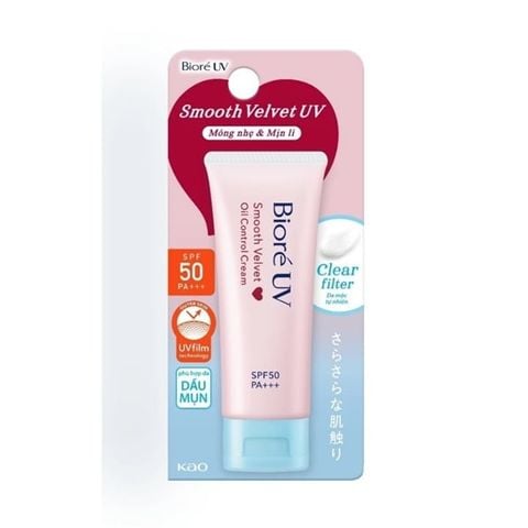 Kem chống nắng Bioré smooth velvet UV Clear filter spf 50+ 30g