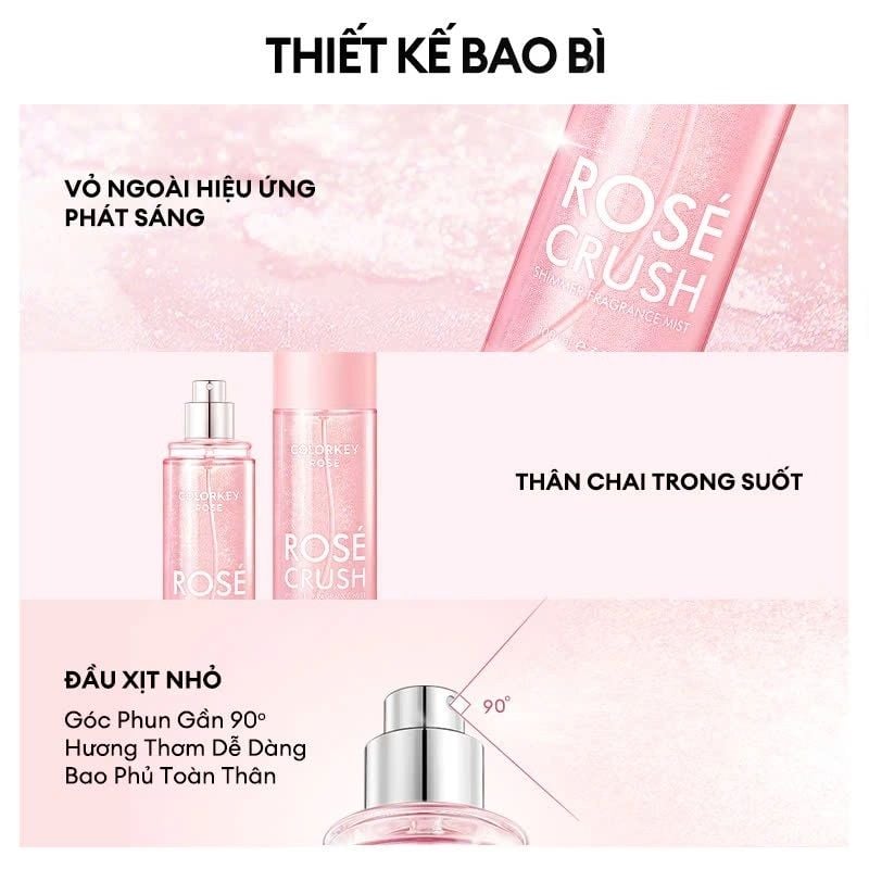 Xịt thơm Colorkey body mist rose crush 100ml