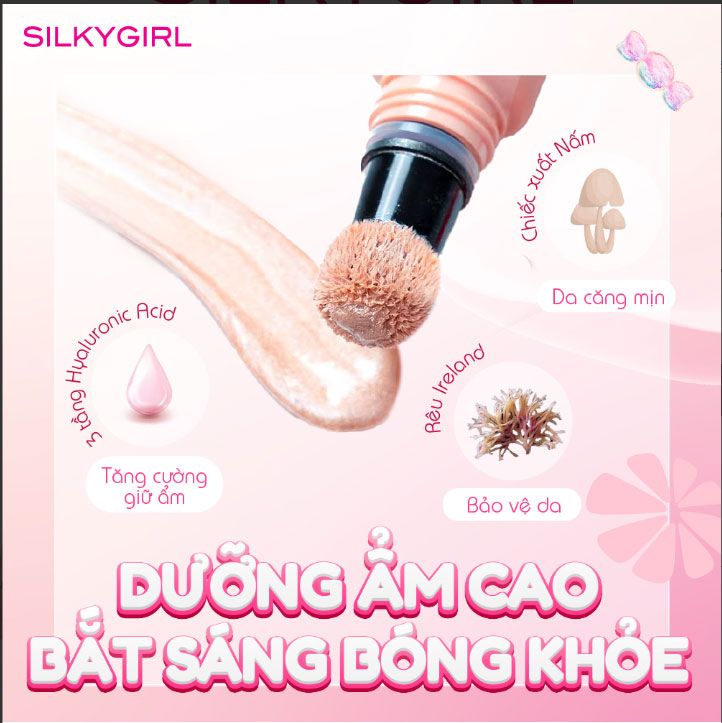 Phấn bắt sáng dạng kem Silkygirl Cheeky Puff Highlighter 01