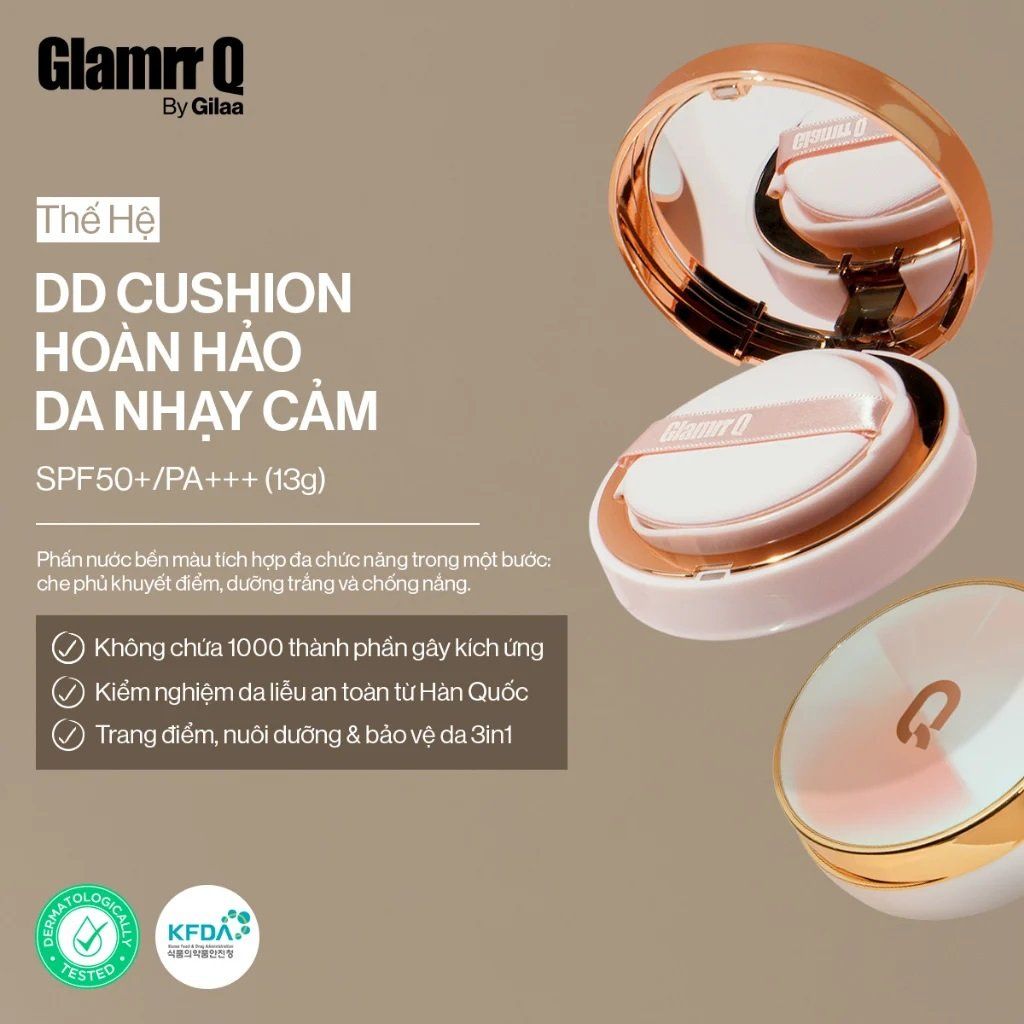 Phấn nước GILAA GLAMRR Q LONG WEAR DD CUSHION - SPF50+/PA+++