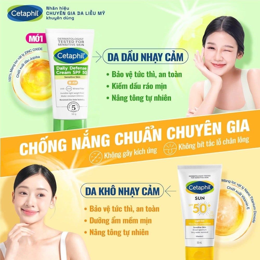 Kem Chống Nắng Cetaphil Daily Defense Cho Da Nhạy Cảm SPF50 50g